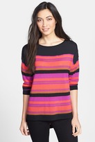 Thumbnail for your product : Nordstrom Contrast Yoke Stripe Cashmere Sweater