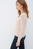 Thumbnail for your product : Forever 21 Floral Crochet-Paneled Sweater