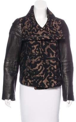 Diane von Furstenberg Leather Trimmed-Wool Jacket