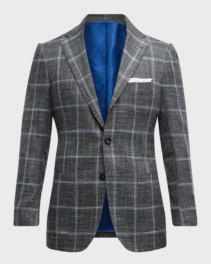 Kiton Men's Windowpane Cashmere-Wool Sport Coat