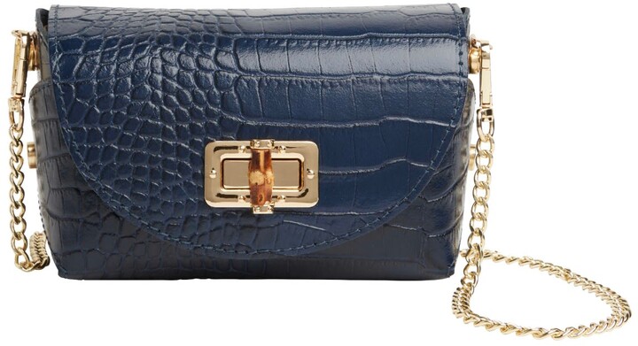 navy evening bag with strap