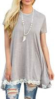 Thumbnail for your product : MBIGM Womens Lace Casual Short Sleeve Tunic Tops Loose Shirt Blouse (, Small)