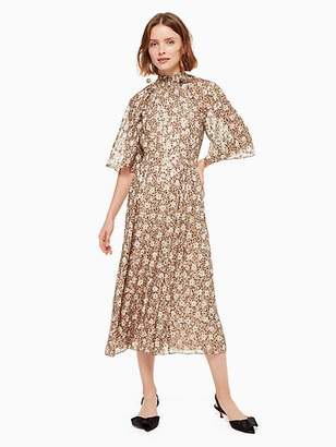 Kate Spade Floral Park Clip Dot Midi Dress, Roasted Peanut - Size 12