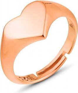 Spero London Sterling Silver Heart Love Signet Ring - Rose Gold