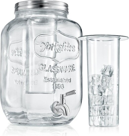 Le'raze 1 Gallon Glass Mason Jar Drink Dispenser With Stainless