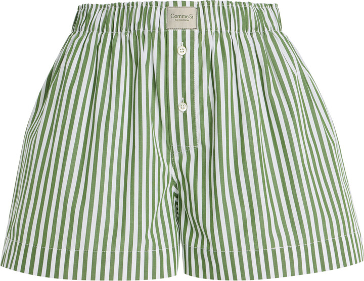 Comme Si La Boxer Classica Striped Cotton-Poplin Shorts