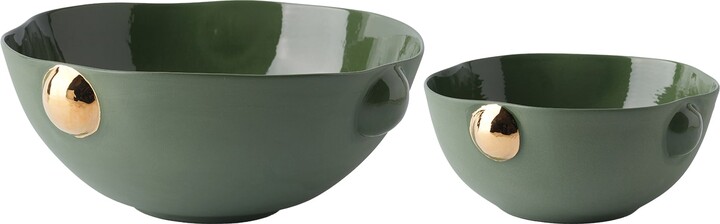 Maji Atelier Gold / Neutrals Cosmopolitan Porcelain Bowl Duo – Green, Small & Large