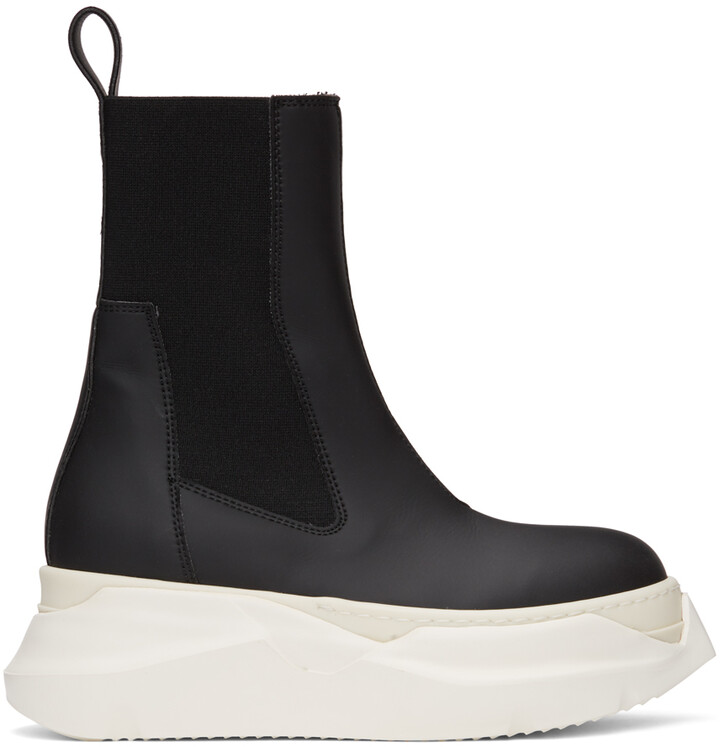Rick Owens Black & Off-White Abstract Beetle Boots - ShopStyle