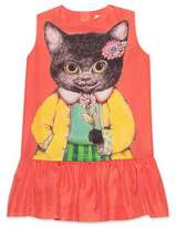 Thumbnail for your product : Gucci Children's silk dress with kitten print