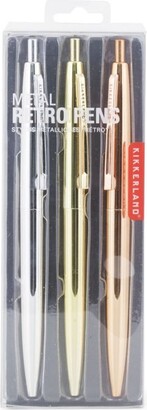 Kikkerland Metallic Retro Pens - Pack Of 3