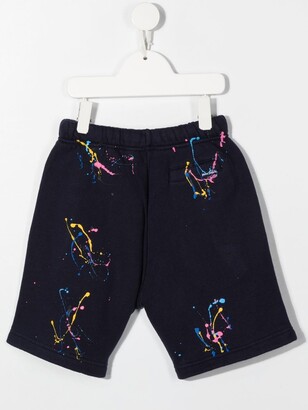 Palm Angels Kids Paint-Splatter Cotton Shorts
