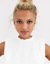 Thumbnail for your product : Lipsy ruffle lace detail top in white