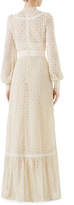 Thumbnail for your product : Gucci Lace-Up Long-Sleeve Macramé Long Dress