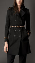 Thumbnail for your product : Burberry Mid-Length Trench Coat with Animal Print Trim