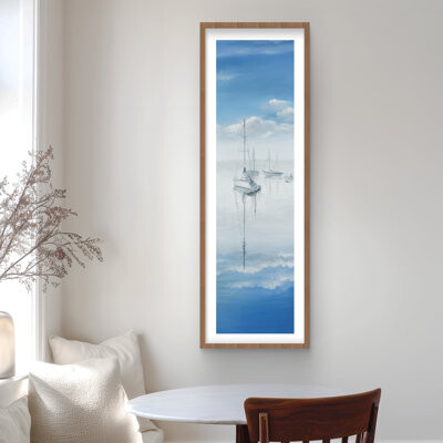 Lark Manor Sailboats on the Quiet Lake - White Framed Matted Print