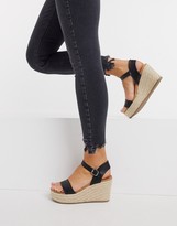 Thumbnail for your product : New Look faux leather espadrille wedges in black