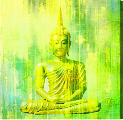 Oliver Gal Prints Buddha Neon Lime - Graphic Art on Wrapped Canvas