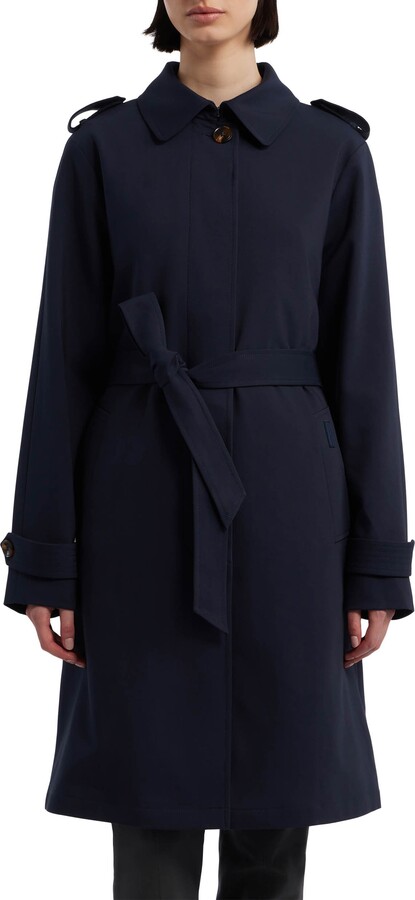 Navy Coat With Tie Waist ShopStyle UK