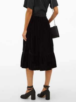 Comme des Garçons Comme des Garçons Gathered-hem Velvet Skirt - Black