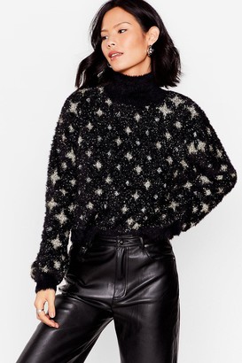 Nasty Gal Womens Baby Knit's Cold Outside Star Christmas Jumper - Black - L