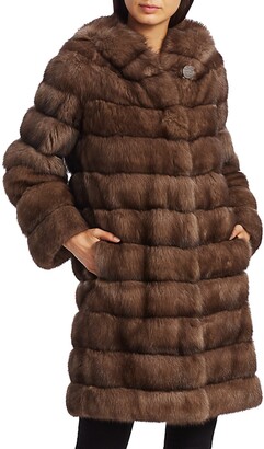 The Fur Salon Hooded Sable Fur Long Coat