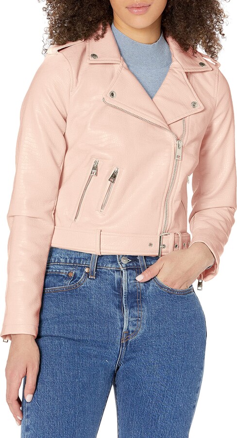 peach color leather jacket