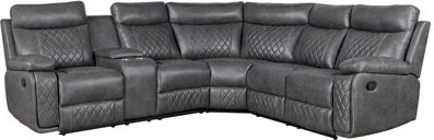 Latitude Run Home Theater Seating Manual Recliner With Cup Holder, Hide-Away Storage PU Reclining Sofa For Living Room, Home Theater