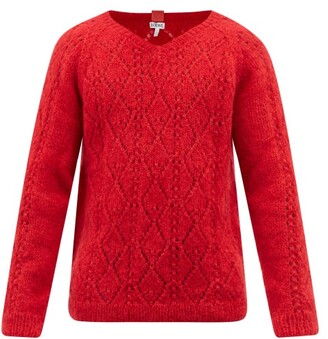 Loewe Latticed Mohair-blend Sweater - Red