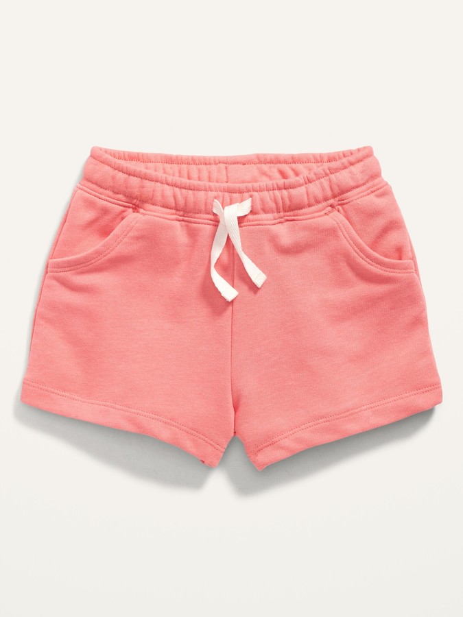 Functional-Drawstring French Terry Pull-On Shorts for Toddler Girls