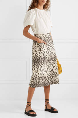 Sea Leopard-print Cotton-canvas Midi Skirt