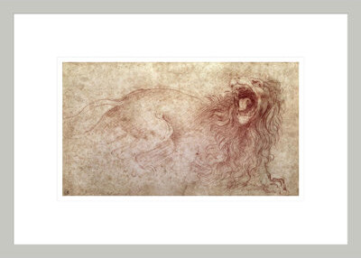 Red Barrel Studio Sketch of a roaring lion (red chalk on paper) by Leonardo da Vinci -Framed Giclee Print