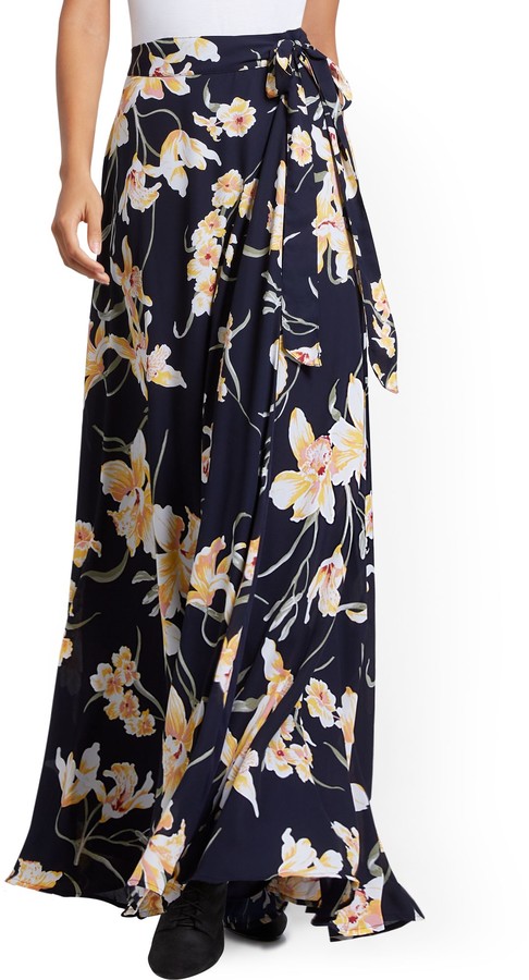 floral wrap maxi skirt