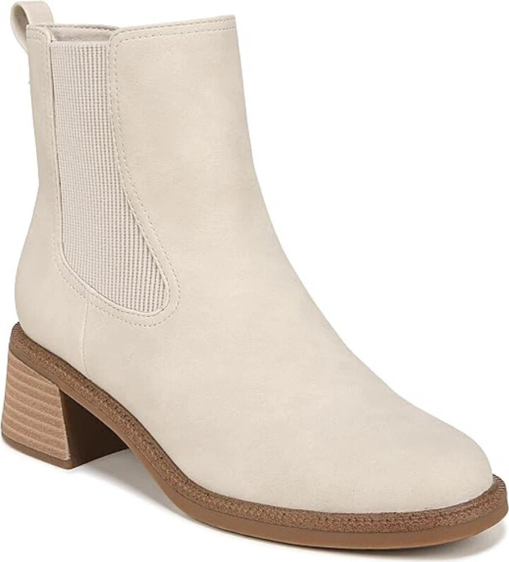 Redux Boots Women's Off White Block Heel Ankle Chelsea LION440
