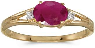 Direct-Jewelry 14k Yellow Gold Oval Ruby And Diamond Ring (Size 10.5)