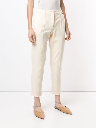 Twin-Set High-Waisted Pleat Detail Cropped Trousers