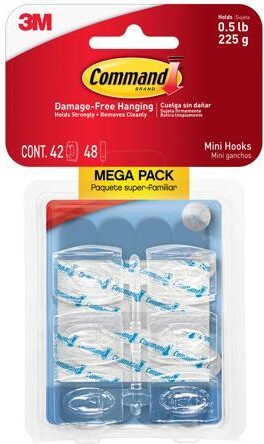 Command Clear Mini Hooks [Removable]: 42-pack (Clear) *2-pack