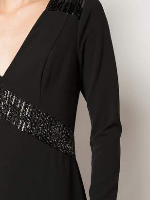 Halston sequinned V-neck gown