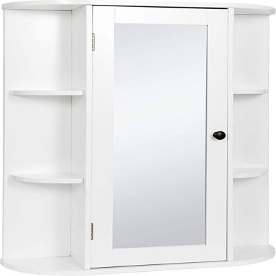 Costway Wall Mount Bathroom Cabinet Storage Organizer Medicine Cabinet with  2-Doors and 1- Shelf Cottage Collection Wall Cabinet White