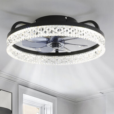 Kalyx Modern Crystal Ceiling Fan Light with Remote and Smart APP