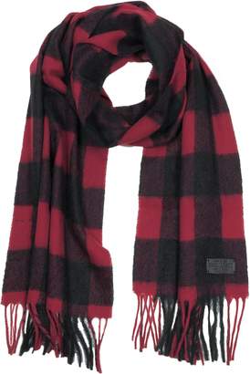 DSQUARED2 Black and Burgundy Checked Wool Blend Men's Scarf w/Fringes