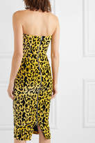 Thumbnail for your product : Alex Perry Nolan Strapless Leopard-print Velvet Midi Dress - Yellow