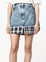 Thumbnail for your product : Natasha Zinko check print trimmed denim mini skirt
