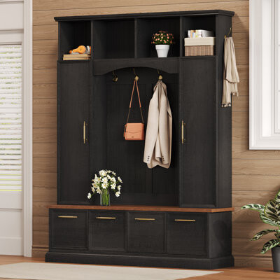 Hall Tree 59.03" Wide With Bench And Storage