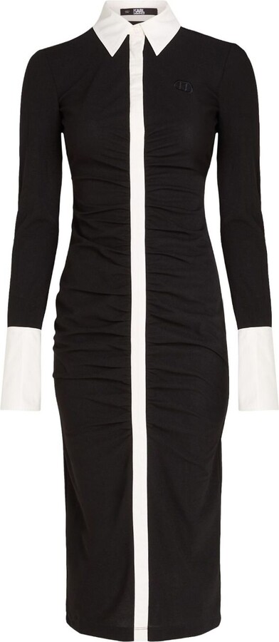 Karl Lagerfeld, Long-sleeved Polo Dress, Woman, Black, Size: L