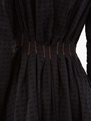 Palmer Harding Escen Waffle-check Stretch-cotton Midi Dress - Black