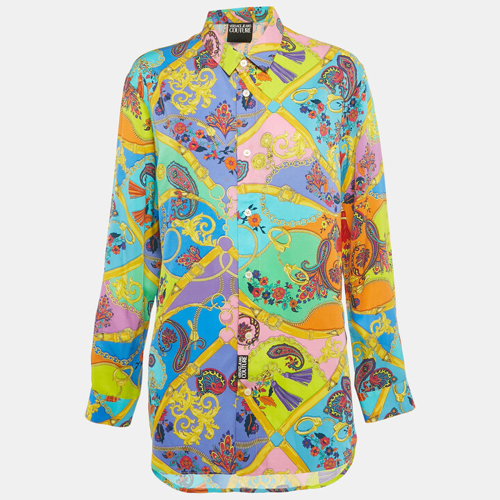 Versace Jeans Couture Multicolor Paisley Chain Print Full Sleeve Shirt XL