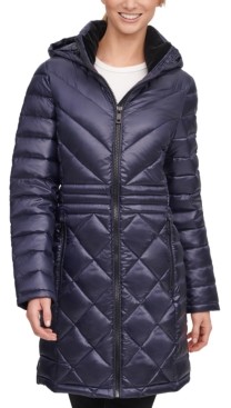 calvin klein petite hooded packable down puffer coat