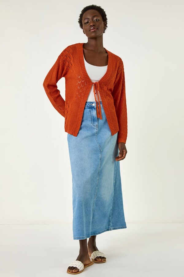 Cardigan Yumi Rust Colored Long Cardigan Nili Lotan X Target Cable