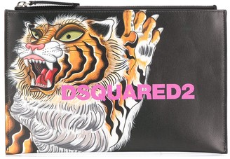 DSQUARED2 Tiger Motif Clutch Bag
