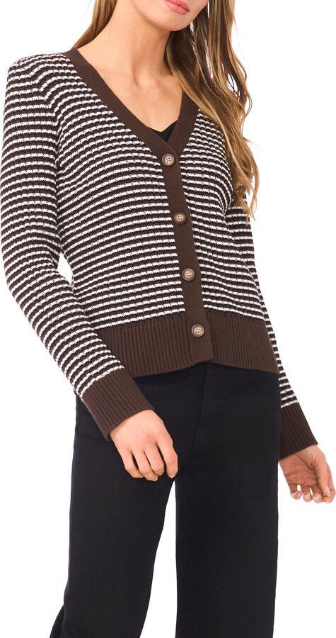 Halogen Stripe V-Neck Cardigan